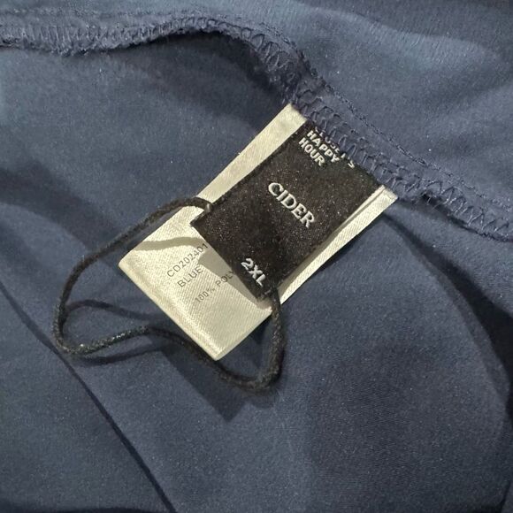 Cider Navy Blue Silky Slit Midi Dress Women’s 2XL - Picture 2 of 3